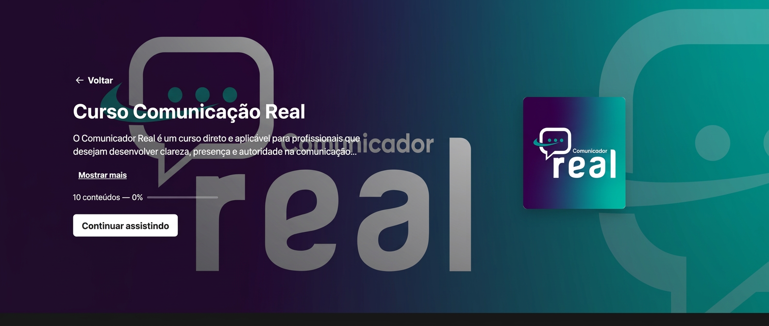 Área do Curso Comunicação Real na plataforma Hotmart